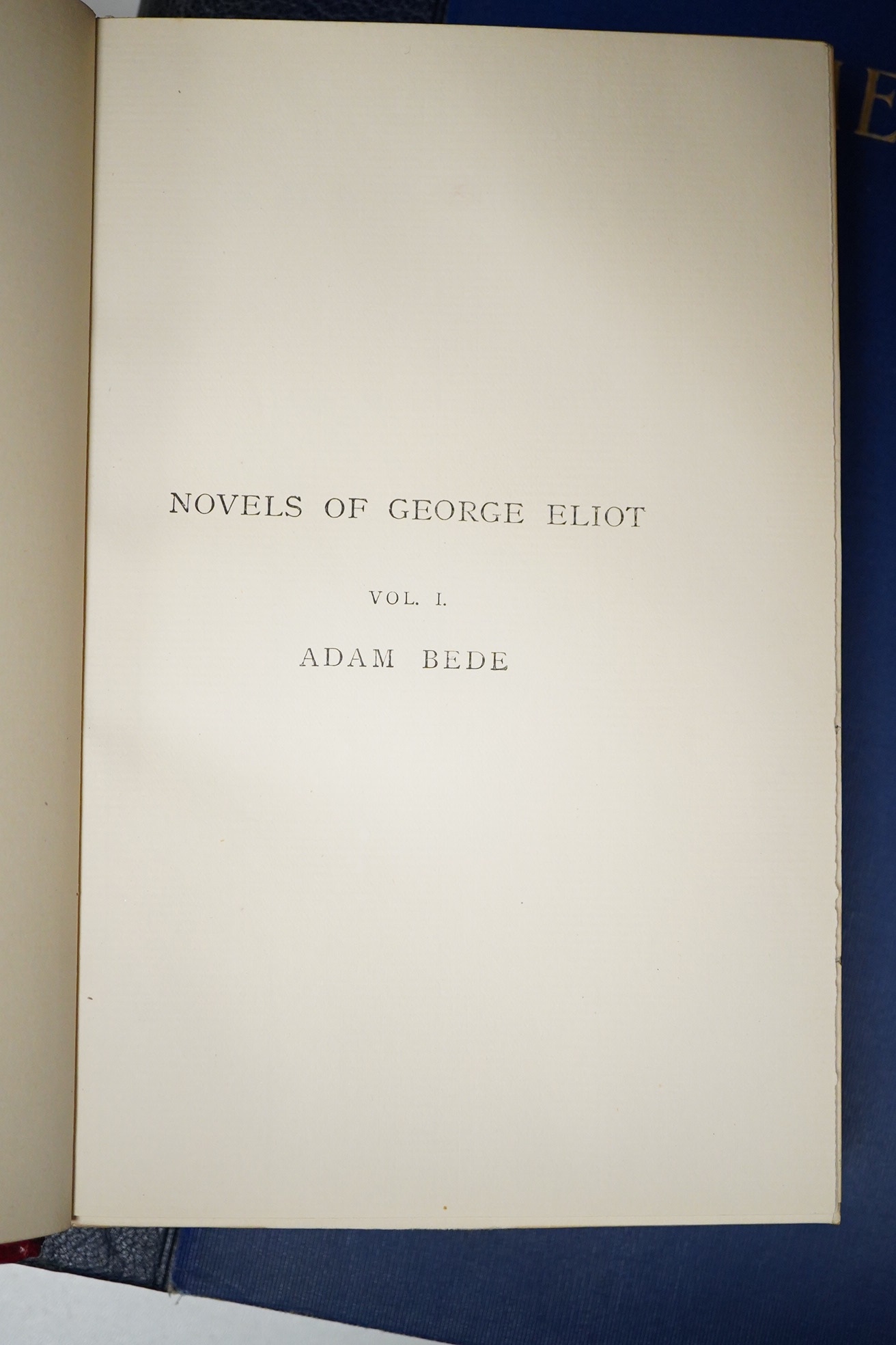 Eliot, George - Novels of George Eliot. new edition, 8 vols. (in 7). half titles; 20th cent. red half morocco and marbled boards, gilt lettered panelled spines, gilt tops and marbled e/ps., cr.8vo. Edinburgh: William Bla